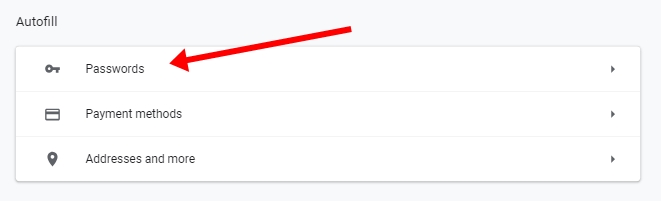 Chrome autofill password settings