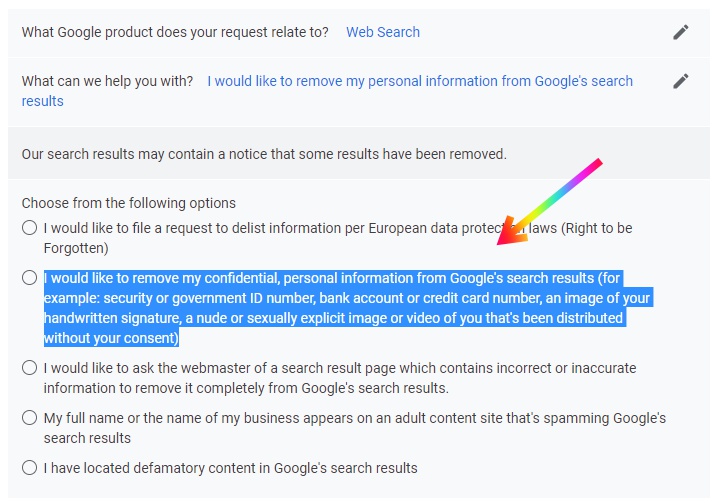 Delete Personal Information from Google Search