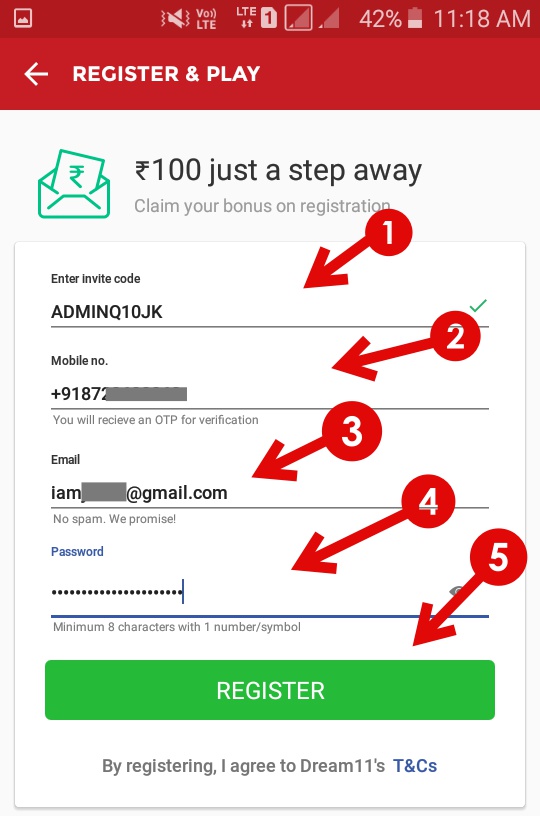 Register on Dream11