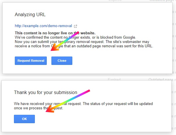 Remove URL from Google