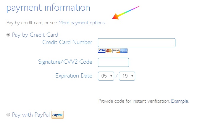 Payment information