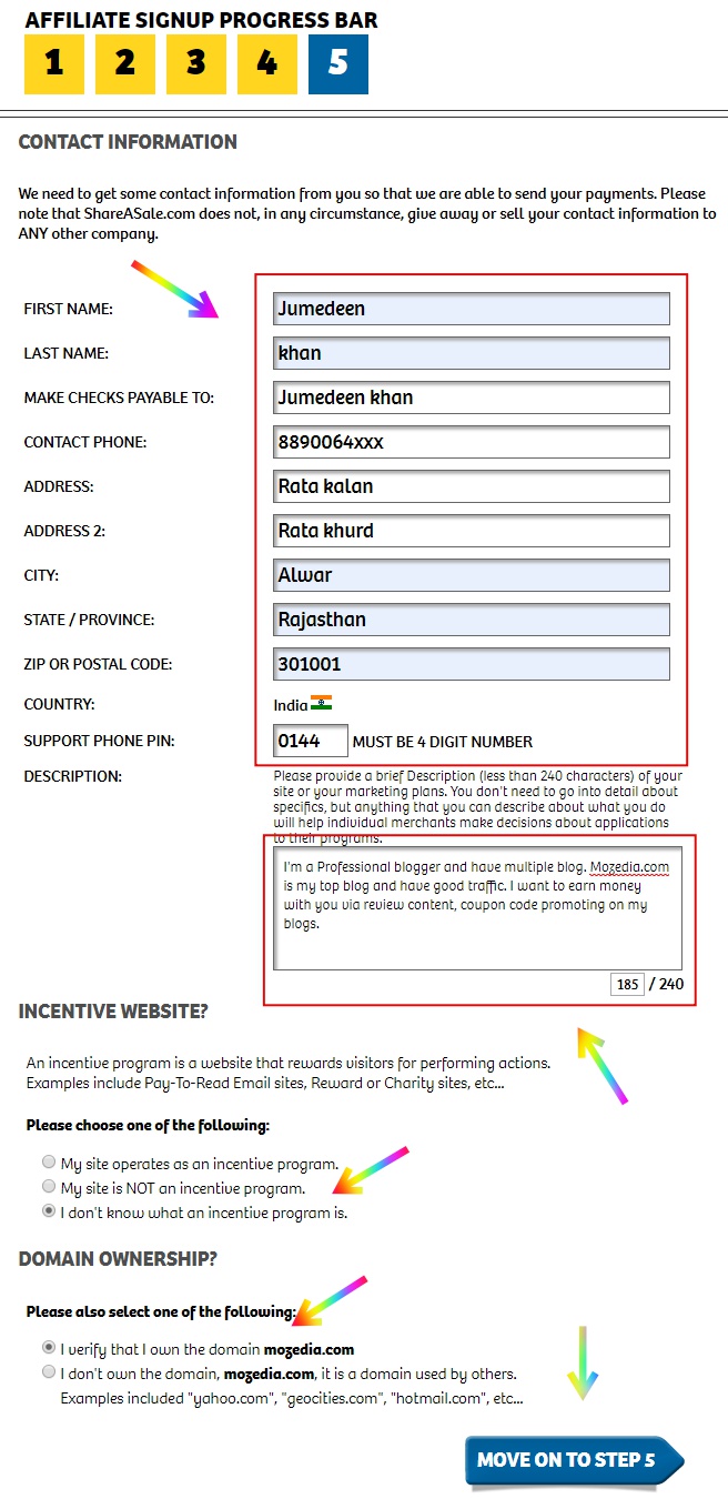 Shareasale signup part 4