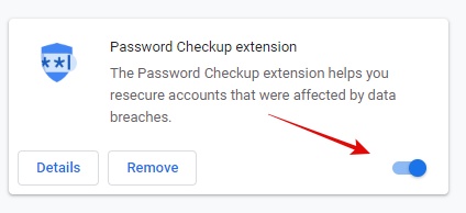 On Off Password checkup extension