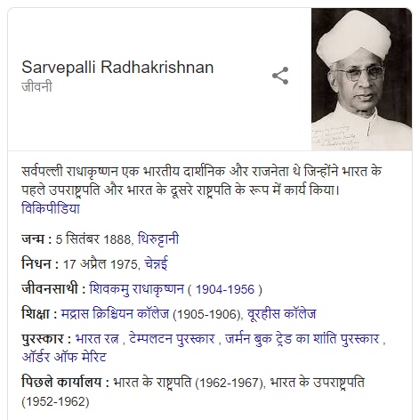 About Dr Sarvepalli Radhakrishnan