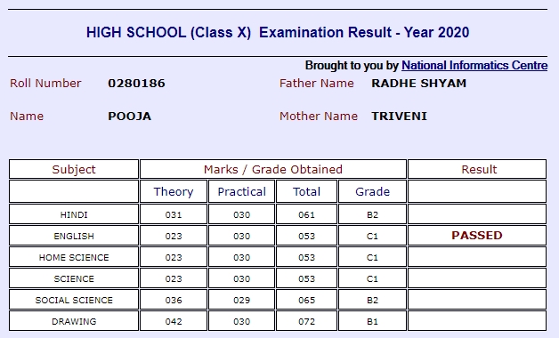 10th exam result