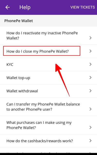 How to close my phonepe wallet