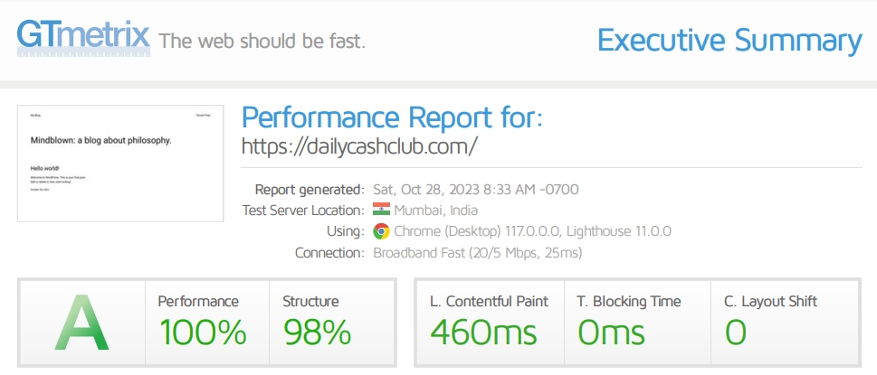 Hostycare speed test