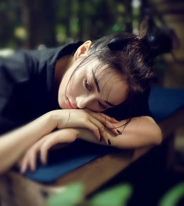 sad sleeping girl