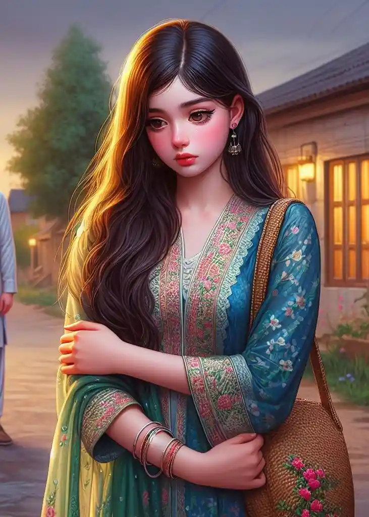 sad girl with bag