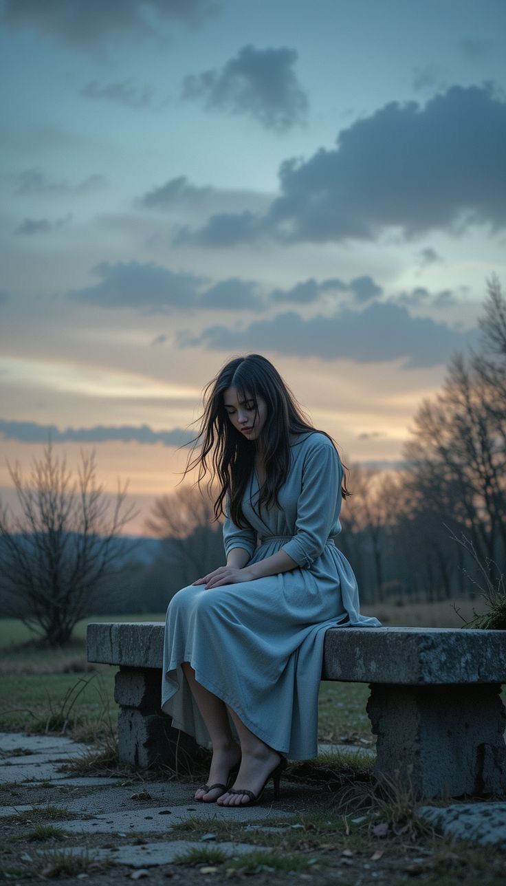 sad girl in silent place