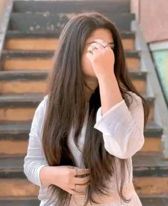 smart girl hide her face