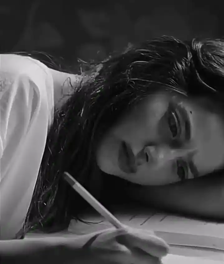 crying girl writing