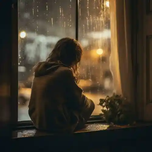 sad girl in rain