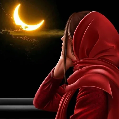 girl with eid moon