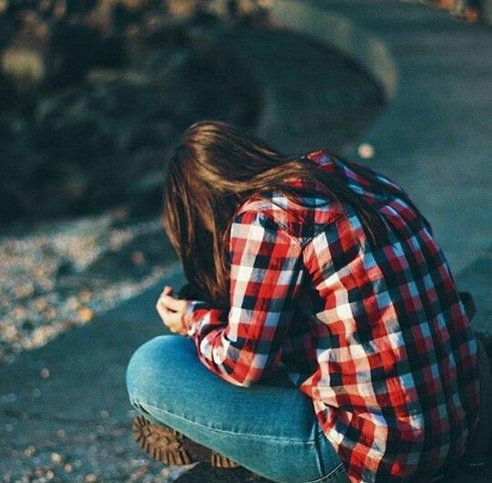sad girl on road alone
